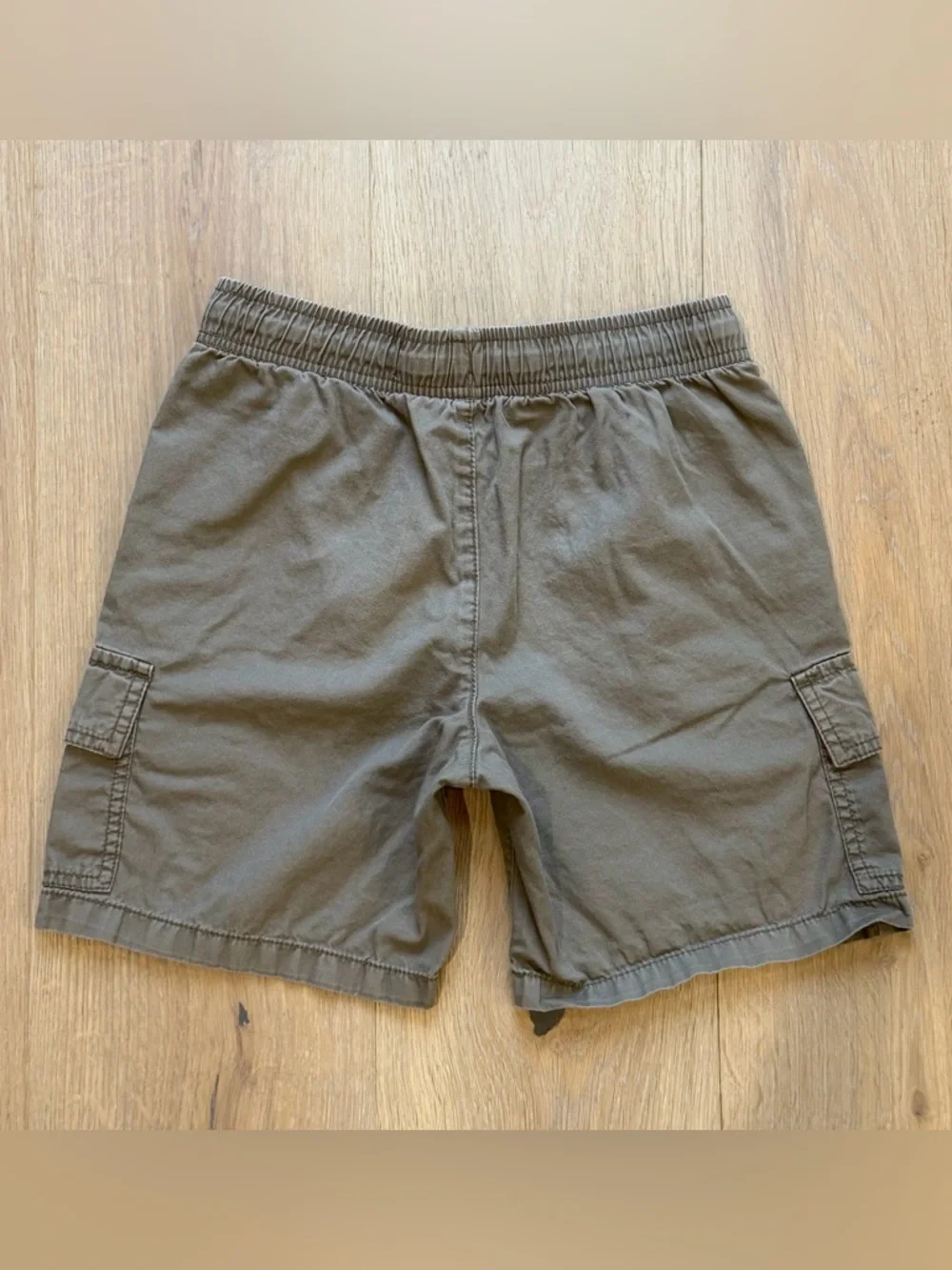 Old Navy boys L 10/12 relaxed cargo shorts brown taupe cotton pull-on drawstring